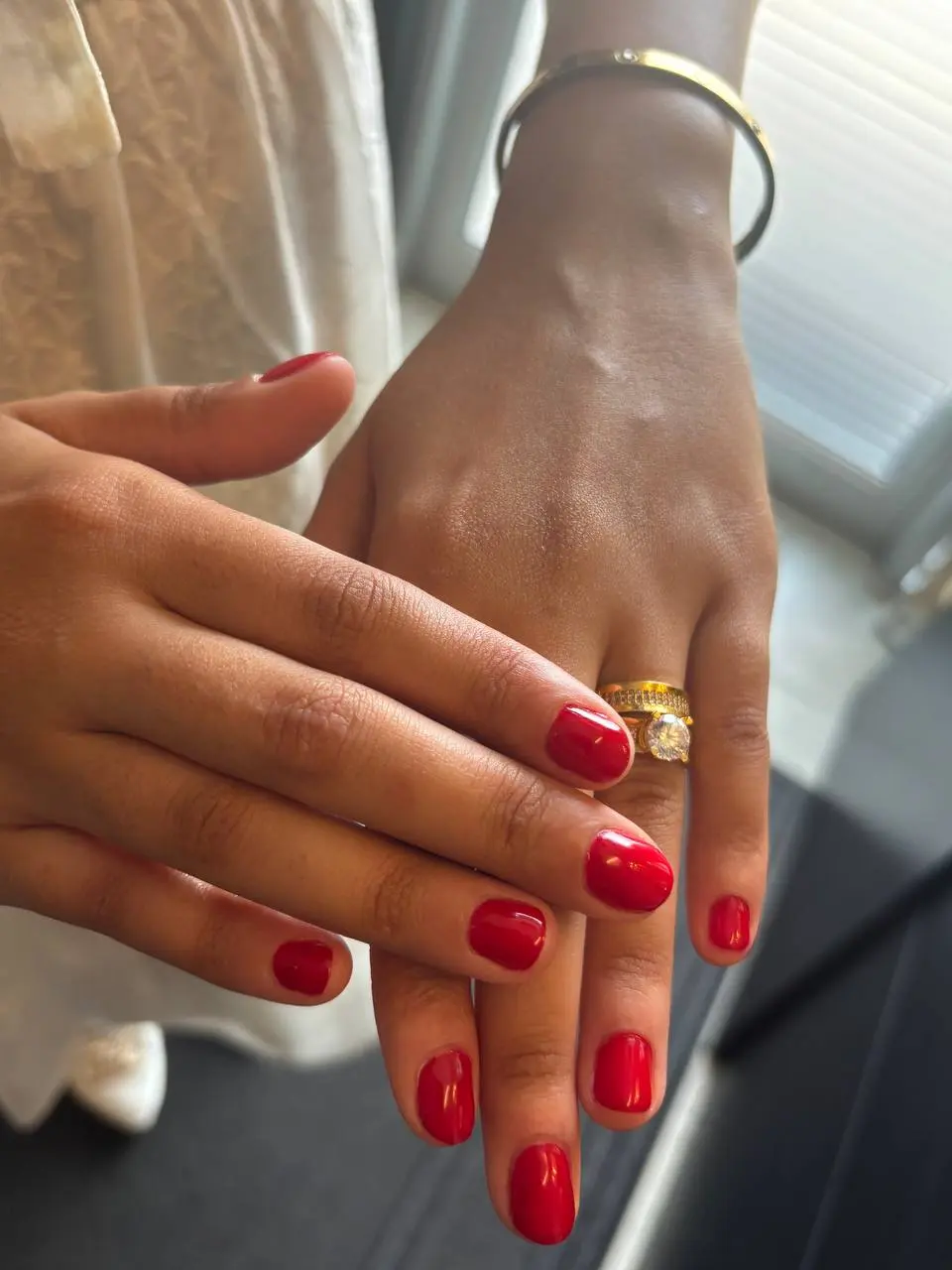 Classic red gel manicure at NailLou Salon Spring Hill FL