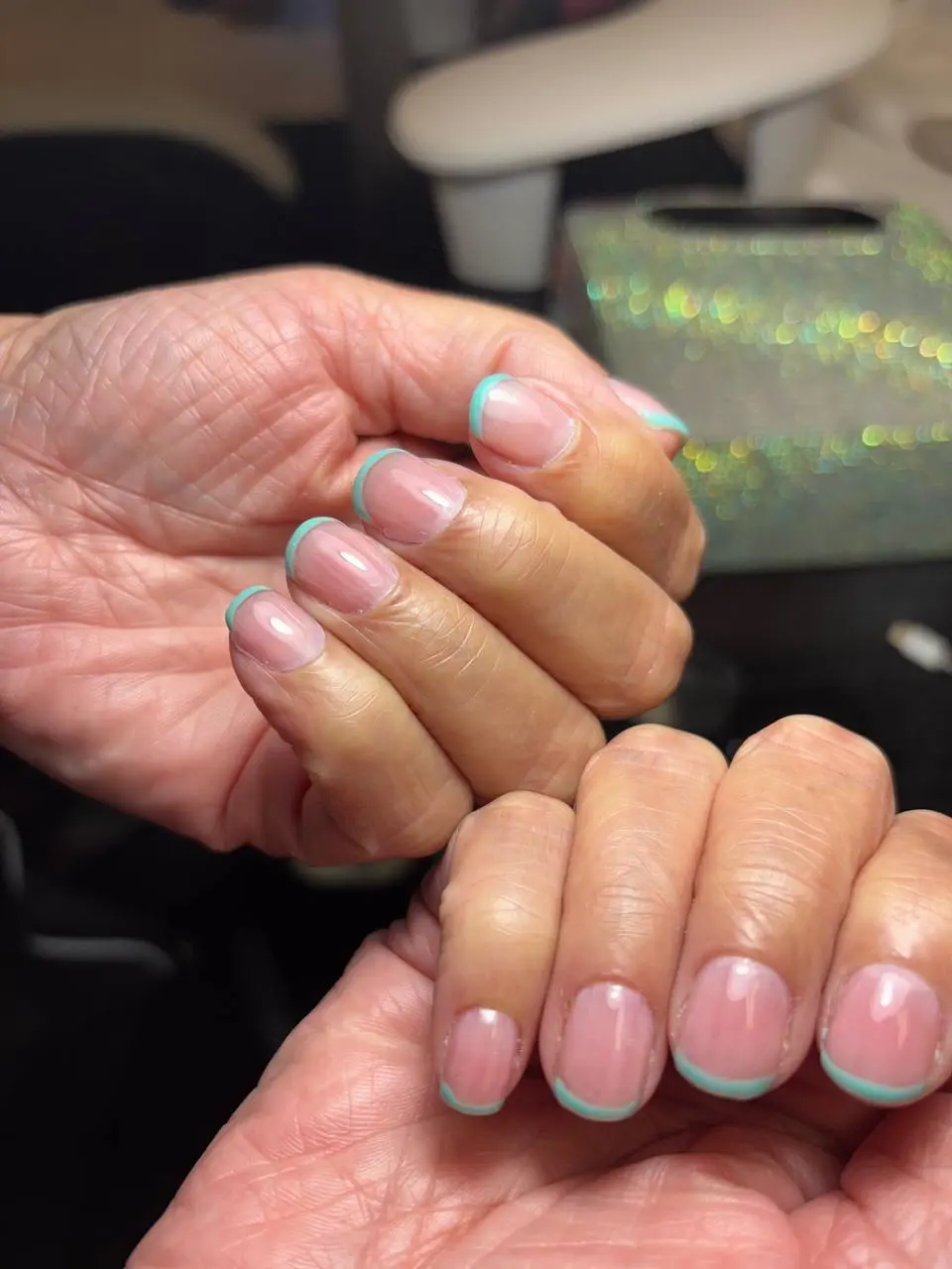 Mint French tip manicure at NailLou Salon Spring Hill