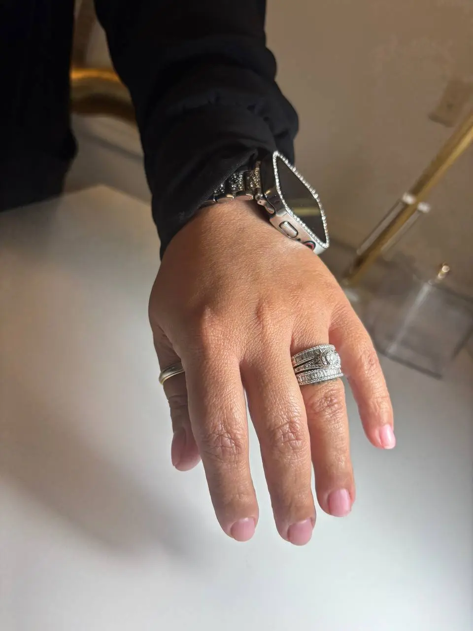Soft blush short manicure at NailLou Salon