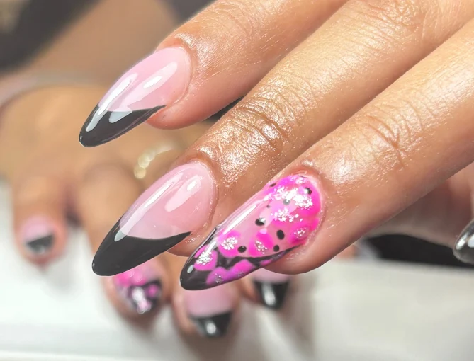 Black French manicure detail