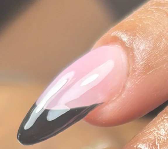 French tip manicure close-up